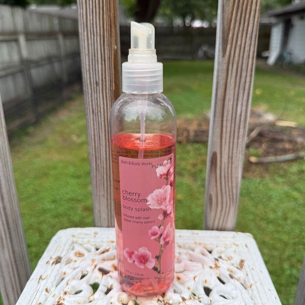 Bath & Body Works Pleasures Cherry Blossom Body Splash 8 oz Vintage 2000s